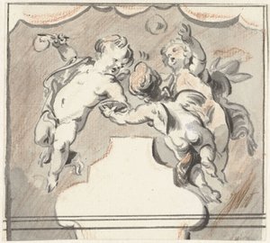 Drie zwevende putti