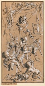Putti spelen voor een Herm
