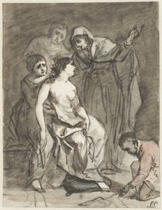 Schets van een boetende Magdalena (?) door Jacob de Wit