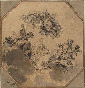 Studie voor een Plafond: Allegorie van de Oogst met Dionysus en Ceres door Jacob de Wit