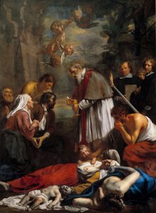 Sint Macaire van Gent redt pestlijders door Jacob the Younger Van Oost