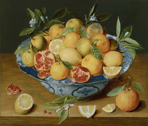 Stilleven met Citroenen, Sinaasappels en een Granaatappel door Jacob van Hulsdonck