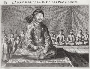 Portret van de Oude Onderkoning, uit een verslag van een Nederlandse Ambassade naar China, 1665 door Jacob van Meurs