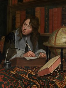 (detail) van Portret van een Theoloog met zijn Secretaris