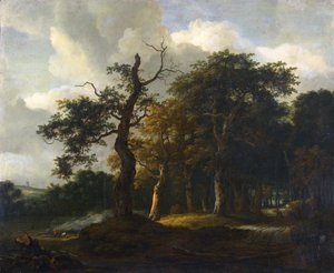Een weg door een eikenbos door Jacob van Ruisdael