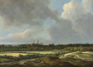 Een uitgestrekt landschap met graanvelden, Heemstede daarachter door Jacob van Ruisdael