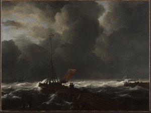 Ruwe Zee bij een Steiger door Jacob van Ruisdael