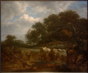 Waterval in heuvelachtig boslandschap