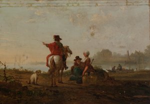 Hollands Landschap met figuren door Jacob van Strij