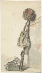 Jachtstilleven met vogelkooi