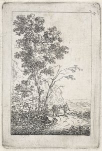 Man met ezel in een landschap