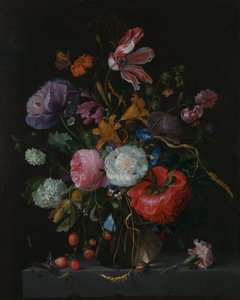 Bloemen in een glazen vaas, ca. 1670 door Jacob van Walscapelle
