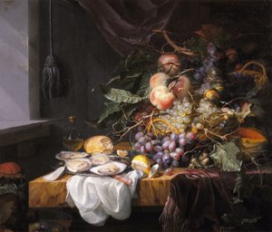 Stilleven met fruit en oesters