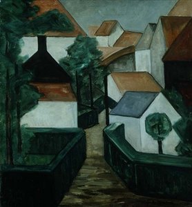 Compositie 5, landschap met een weg door Jacoba van Heemskerck