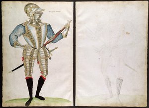 Harnas voor Sir John Smith, uit Een Elizabethaans Wapenboek door Jacobe Halder
