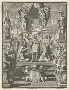 Kroning van Willem III en Maria Stuart, 1689 door Jacobus Baptist