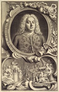 Portret van G.F. Handel, met de titel 