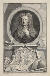 Portret van Isaac Newton, illustratie uit 