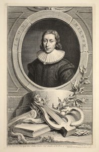 Portret van John Milton, illustratie uit 