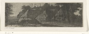 Landschap met drie boerderijen door Jacobus Ludovicus Cornet