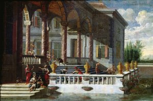 Italiaans Paleis met galerij en terras door Jacobus Saeys