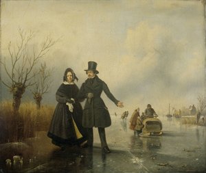 Portret van de Heer en Mevrouw Thijssen op het IJs door Jacobus Sörensen