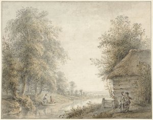 Boerenschuur bij een vaart aan een boszoom