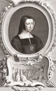 Louise van Savoye (1476-1531) Franse edelvrouw en regentes, hertogin van Auvergne en Bourbon, hertogin van Nemours, en moeder van koning Frans I door Jacobus and Vertue George Houbraken