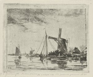 Riviergezicht met molen