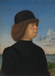 Portret van Alvise Contarini, verso Een vastgebonden ree, ca. 1485-95