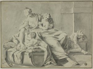 Moeder en drie kinderen door Jacopo Amigoni