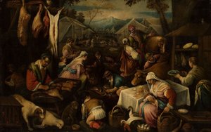 Markttafereel door Jacopo Bassano