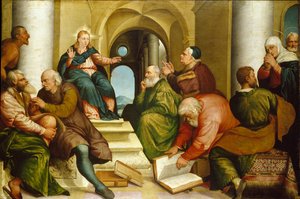 Christus onder de Doktoren door Jacopo Bassano il vecchio