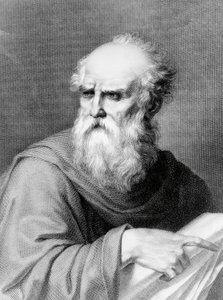 Portret van Marcus Vitruvius Pollio bekend als Vitruvius (1e eeuw v.Chr.), Romeins architect en schrijver, gravure door Jacopo Bernardi gebaseerd op een tekening van Vincenzo Ray door Jacopo Bernardi