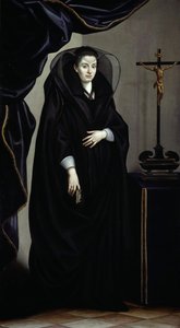Portret van een edelvrouw in rouwkleding