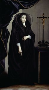 Portret van een adellijke vrouw in rouwkleding, ca. 1600