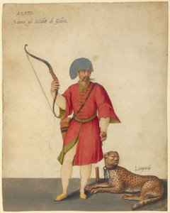 Een Azappo boogschutter met een jachtluipaard door Jacopo Ligozzi