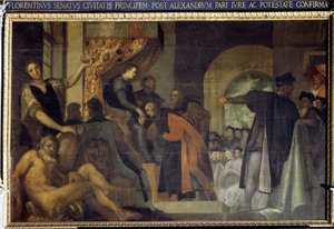 Cosimo I de Medici benoemd tot Hertog door de Senaat van Florence