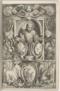 Frontispice met Portret van Sint Franciscus door Jacopo Ligozzi