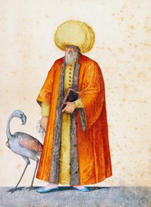 Turkse man met flamingo, tekening door Jacopo Ligozzi (1547-1627)