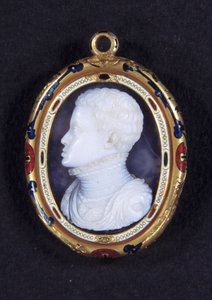 Portret van Prins Don Carlos van Spanje. Calcedoon medaillon door Jacopo Nizzola da Trezzo