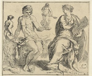 Personificaties van beeldhouwkunst en schilderkunst door Jacopo Palma (il Giovane)