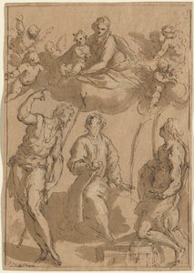 Madonna en Kind in Glorie met Heiligen Johannes de Doper, Stefanus en Laurentius