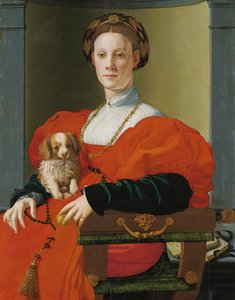 Portret van een vrouw met een kleine hond