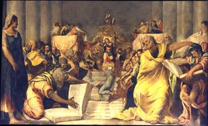 Christus onder de Doktoren door Jacopo Robusti Tintoretto