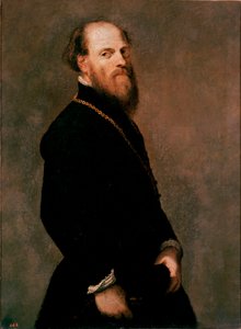Portret van een heer in de gouden ketting Schilderij door Jacopo Robusti genaamd Tintoretto door Jacopo Robusti Tintoretto
