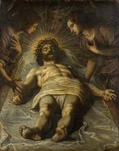 De dode Christus met twee engelen door Jacopo Robusti Tintoretto