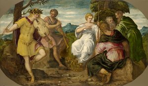 De Muzikale Wedstrijd tussen Apollo en Marsyas, ca. 1545 door Jacopo Robusti Tintoretto