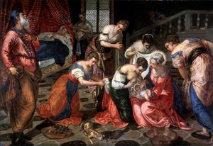 De geboorte van Johannes de Doper, 1550 door Jacopo Robusti Tintoretto
