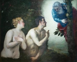 De verdrijving van Adam en Eva uit de tuin van Eden door Jacopo Robusti Tintoretto